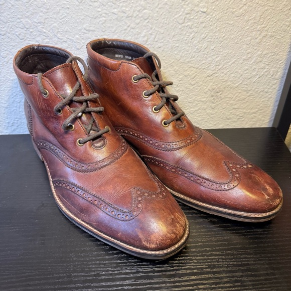 Cole Haan Liam Chukka II Boots Mens 10.5M Brown Leather Wingtip Ankle‎ C11053 - Picture 1 of 11